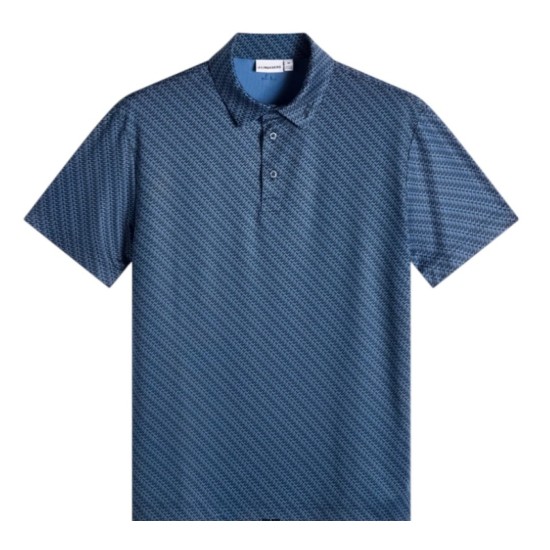 J.LindebergTech Tod Print Polo Mens Flight Bridge Navy