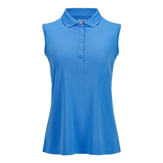 JRB Ladies Azure Blue Sleeveless Pique Shirt